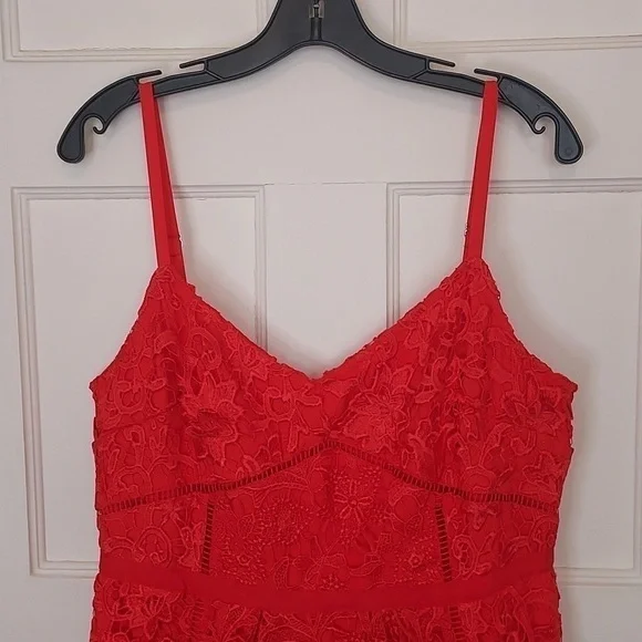 Ted Baker Valens Red Lace Midi Dress - Picture 6 of 12